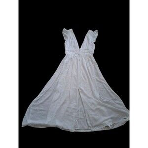 Rihoas Women's White Size S Short Sleeve V Neck Knee Length